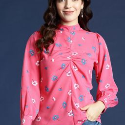 Mast & Harbour Floral Print Ruched Top-picture-28