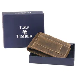 TAWS&TIMBER Men Leather Zip Coin Pocket Two Fold Wallet-13