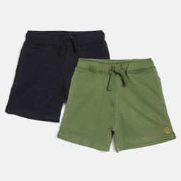 Campana Pack Of 2 Solid Shorts - Charcoal Grey & Olive Green-image-49