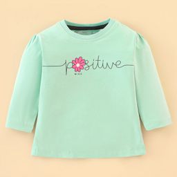 Doreme Single Jersey Cotton Full Sleeves T-Shirt with Text Print - Match Green-image-41