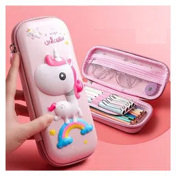 SVE 3D Magic Unicorn Embossed Pencil Case with Compartments - Multicolor-picture-38