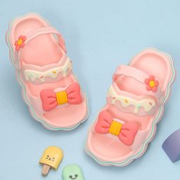 Yellow Bee Rubber  Bow Detailed Sandals - Pink-image-67