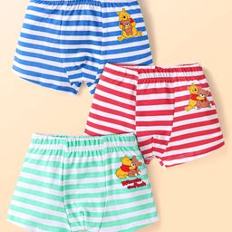 Babyhug Disney Interlock Knit Trunks With Winnie The Pooh Graphics Pack Of 3 - Red Blue & Aqua Blue-image-95