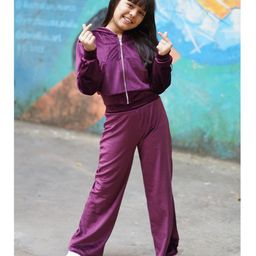 Nap Chief Full Sleeves Solid Hoodie With Coordinating Pant Set - Burgundy-image-55