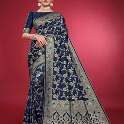 NS WORLD Floral Woven Design Satin Saree-picture-8