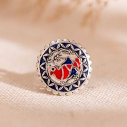 Voylla Madhubani Pakhi Phool Oxidised Enamel Ring-21