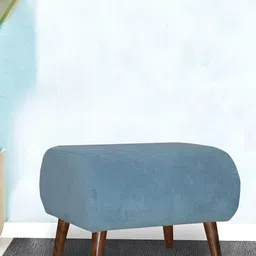 GLOBALLY INDIAN Blue & Brown Wooden Cylindrical Puff Ottoman-image-64