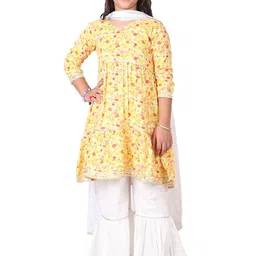 SILK SPARROW Girls Ethnic Motifs Empire Gotta Patti Kurta with Sharara & With Dupatta-picture-58