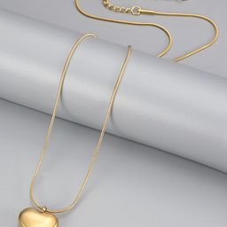 MEENAZ Stainless Steel Gold-Plated Heart Shaped Pendants With Chains-25