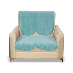 Fashion Throw Turquoise Blue Velvet 2 Piece Sofa Cover-picture-32