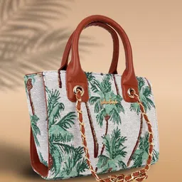LIKE STYLE Tropical Textured Jute Structured Shoulder Bag image 4