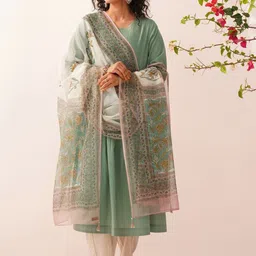 JAYPORE Floral Printed Cotton Dupatta-12