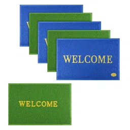 Aura 6-Pcs Blue & Green Printed Anti Skid Doormat-30