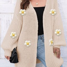 bebe Women V-Neck Center Front Open Longline Cardigan with Applique Detail-image-17