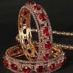 LAVAZZA Set Of 2 Gold-Plated AD & CZ Studded Bangles-10
