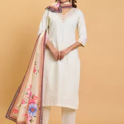 Moda Rapido Women Ethnic Motifs Embroidered Regular Kurta with Trousers & Dupatta-picture-25