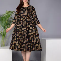 Parth Fab Ethnic Motifs Print Maternity Fit & Flare Midi Dress-image-27