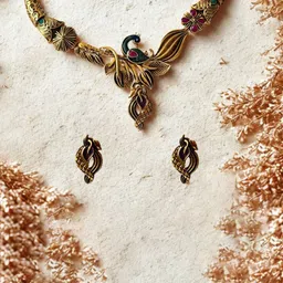 JollyStar Gold-Plated Stone Studded Jewellery Set-58