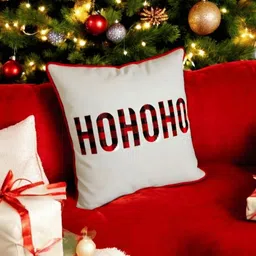 LUSHLYF White & Red Embroidered Cotton Square Cushion Covers-14