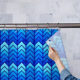 ArtzFolio Blue Printed Waterproof Shower Curtain-43