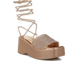 London Rag Embellished Leather Wedge Peep Toes-17