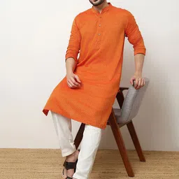 Ethnicity Men Woven Design Festive Cotton Straight Kurta-picture-8