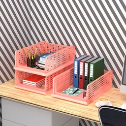 Myntra Elegant Homes Pink 3 Pieces Hollow Design Foldable Drawer Organisers-55