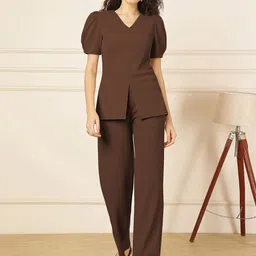 Selvia V-Neck Top With Trouser Co-Ords-image-82