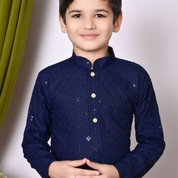 NFC CREATION Boys Embroidered Regular Sequinned Kurta with Patiala image 2