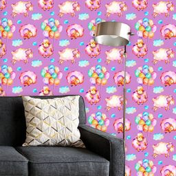 ArtzFolio Printed UV-Resistant Anti-Bacterial Watercolor Pink Sheeps Peel & Stick Wallpaper-image-49
