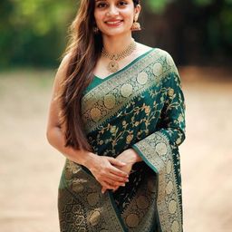 CaniBani Green Silk Blend Banarasi Sarees-image-81