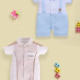 BABY GO Infant Boys Pack Of 2 Printed Pure Cotton Rompers-picture-42
