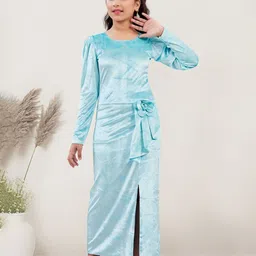 Lei-Chie Puff Sleeve Velvet Bodycon Maxi Dress-image-29