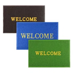 Kuber Industries Set Of 3 Blue & Green Anti-Skid Doormats-81