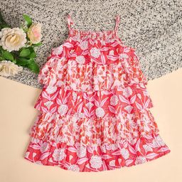 StyloBug Girls Floral Printed Layered Empire Dress-picture-2