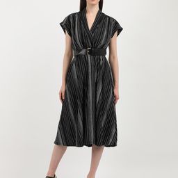 Calvin Klein Jeans Striped Belted A-Line Dress-image-10