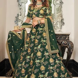 DIVASTRI Embroidered Sequinned Semi-Stitched Lehenga & Unstitched Blouse With Dupatta-28