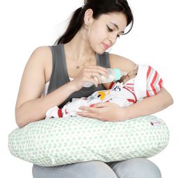 Lulamom Allergen Protected Nursing Pillow & Cover Polka Dots Print - Green-image-72