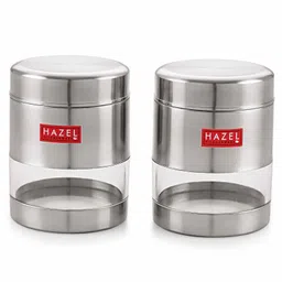 Hazel Stainless Steel Transparent Container Silver Set of 2 - 500 ml each-picture-49