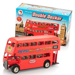 Shinsei Pull Back Action Double Decker Bus Toy - Red-16