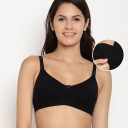 Bella Mama Cotton Blend Anti-bacterial Nursing Bra - Black-picture-20