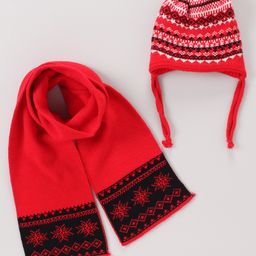 Babyhug Woolen Muffler Red - Length 100 cm-image-17
