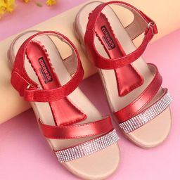 Cute Walk by Babyhug Sandals With Studded Band - Red-image-79