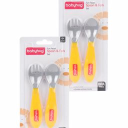Babyhug Ergo Grip Spoon & Fork Set - Yellow pack of 2-image-19