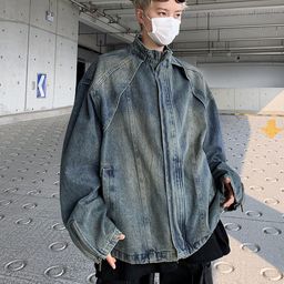 StyleCast Men Mock Collar Washed Solid Cotton Casual Denim Jacket-15