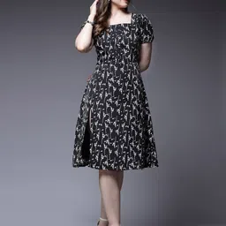 BEING NAUGHTY Women Printed Puff Sleeve A-Line Dress-picture-29