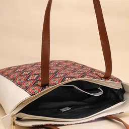 Anouk PU Structured Tote Bag with Cut Work image 2