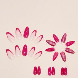 The Pink Truck Set of 24 Artificial Reusable Nails With Glitter Design-22