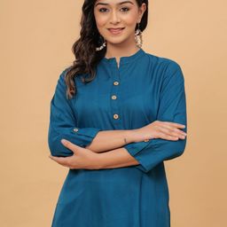 PrintBarn Women Mandarin Collar Roll-Up Sleeves Top-picture-30