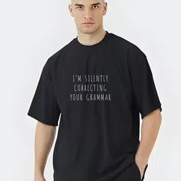 Stitchmeashirt Men Oversized Typography Printed Drop-Shoulder Sleeves Cotton T-shirt-image-83